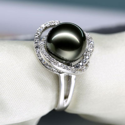 Artificial Diamond South Sea Black Peal Engagement Rings